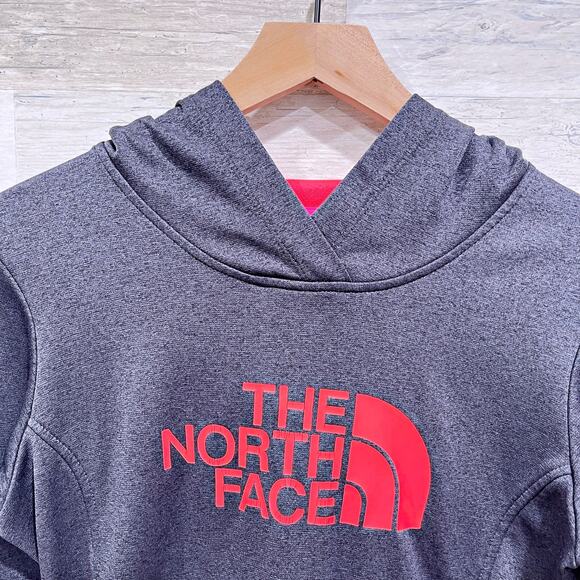 The North Face Fave Pullover Logo Hoodie Sweatshirt Gray Pocket Womens Small - Picture 3 of 7